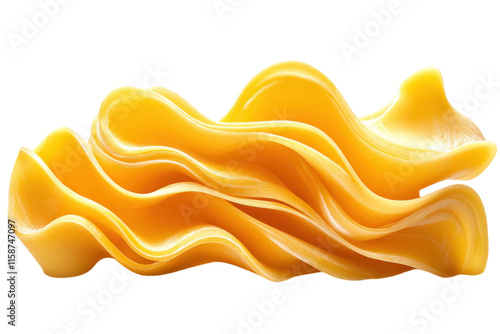 Unique wavy shape of vibrant yellow pasta showcasing texture and design for culinary inspiration photo