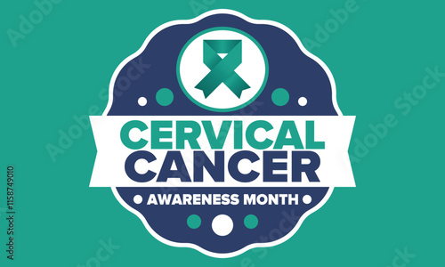 Cervical Cancer Awareness Month. Celebrate annual in January. Woman healthcare. Girl solidarity. Cancer prevention. Female disease. Medical healthcare concept. Poster, banner and background. Vector