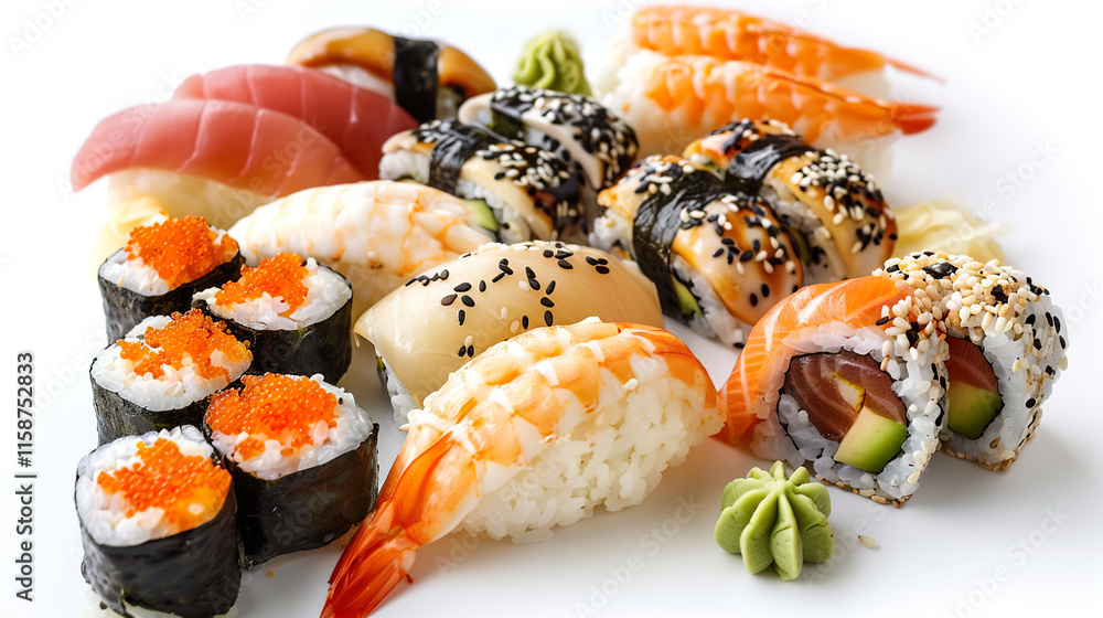 Sushi fast food isolated on White background Sushi fast food isolated on White background