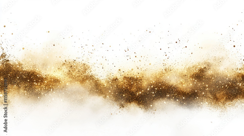 Golden bokeh glitter isolated on a white background, Golden bokeh glitter isolated on a white background,
