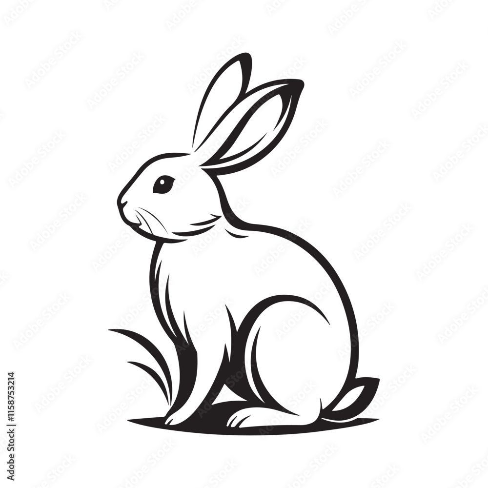 Obraz premium bunny silhouette vector line art logo design