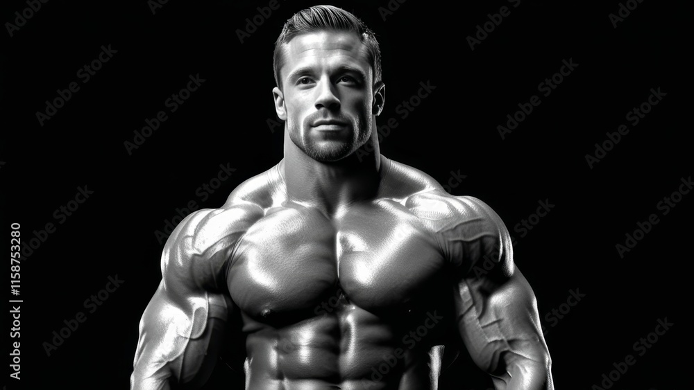 black and white photo of big muscular male bodybuilder black and white photo of big muscular male bodybuilder