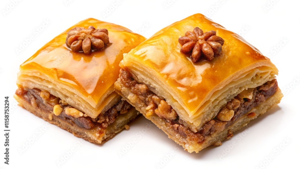 Bird's Eye View: Delicious Turkish Baklava with Walnuts & Dates - High-Resolution Food Photography Bird's Eye View: Delicious Turkish Baklava with Walnuts & Dates - High-Resolution Food Photography