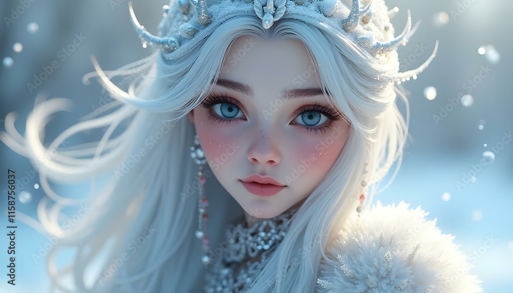 Snow Maiden, branches with frost, acrylic, fantasy, shine watercolor detailed face mottled eyes a lot of jewelry variegated hair, dancing detailed face, long sleeves, detailed face Snow Maiden, branches with frost, acrylic, fantasy, shine watercolor detailed face mottled eyes a lot of jewelry variegated hair, dancing detailed face, long sleeves, detailed face