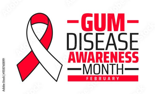 Gum Disease Awareness Month background banner or poster design template. observed every year in February. Holiday concept. Use to any Template, card, poster, placard, template.