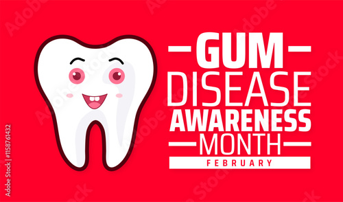 Gum Disease Awareness Month background banner or poster design template. observed every year in February. Holiday concept. Use to any Template, card, poster, placard, template.