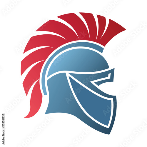 Knight Helmet Vector Design with Red Plume.