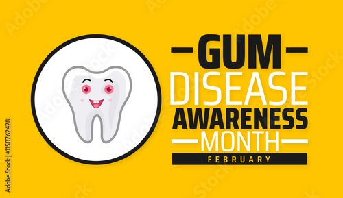 Gum Disease Awareness Month background banner or poster design template. observed every year in February. Holiday concept. Use to any Template, card, poster, placard, template.