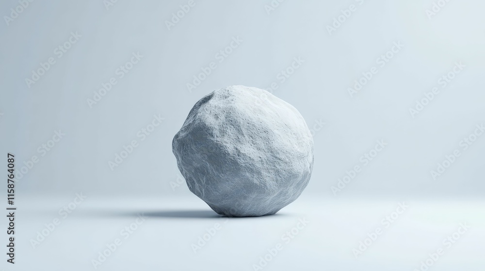Fototapeta premium 3d asteroid icon in minimalist design soft grey tones round shape artistic environment abstract viewpoint