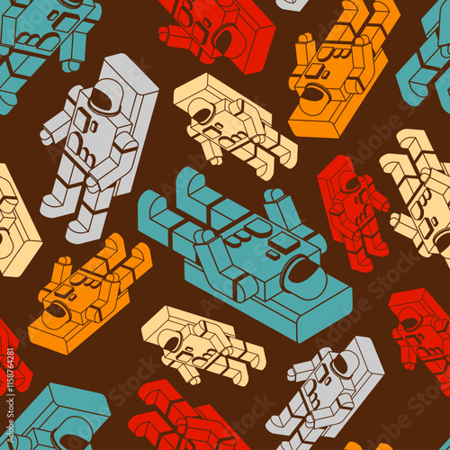 Cosmonaut pattern seamless. Astronaut background. Ornament of kids fabric