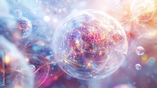 Observing 8th dimension an Indian physicist explores infinite possibilities in quantum fields quantum theory metaphysical concepts abstract scientific art SEO optimized white background