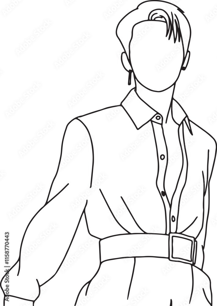 outline of kpop idols performing. cool Korean street idol. wear a stylish outfit outline of kpop idols performing. cool Korean street idol. wear a stylish outfit