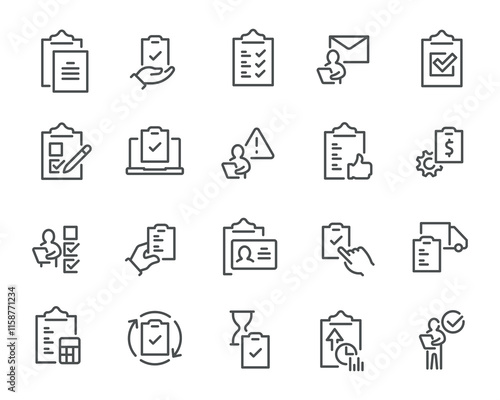 A creative set of vector icons for notepad, clipboard and file holder is easy to use.