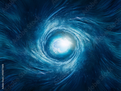 A mesmerizing vortex of deep blue water swirls into a luminous center, suggesting a portal or gateway to another dimension.  The intense colors and dynamic movement create a sense of mystery and wonde photo