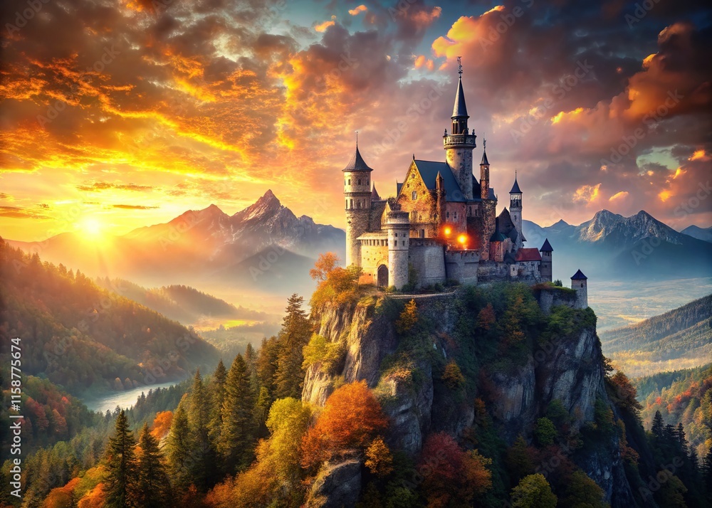 Fototapeta premium AI-crafted castle scene, majestic, fanatical detail.