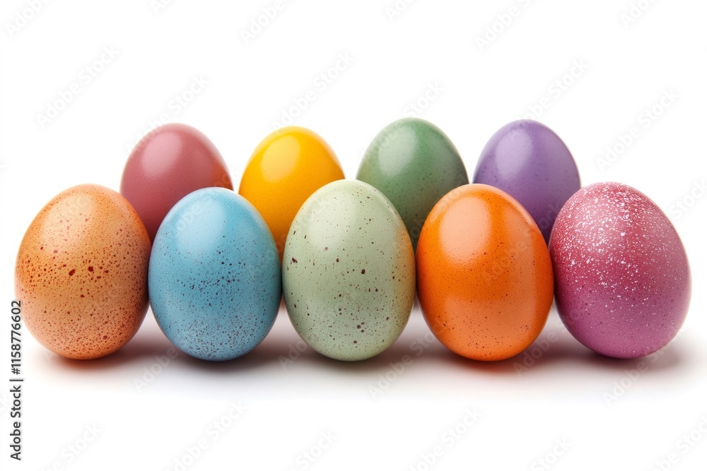 Colorful easter eggs row representing spring festivities Colorful easter eggs row representing spring festivities