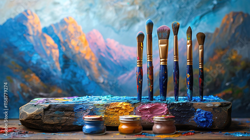Colors brushes and canvases for created creativity Painting 