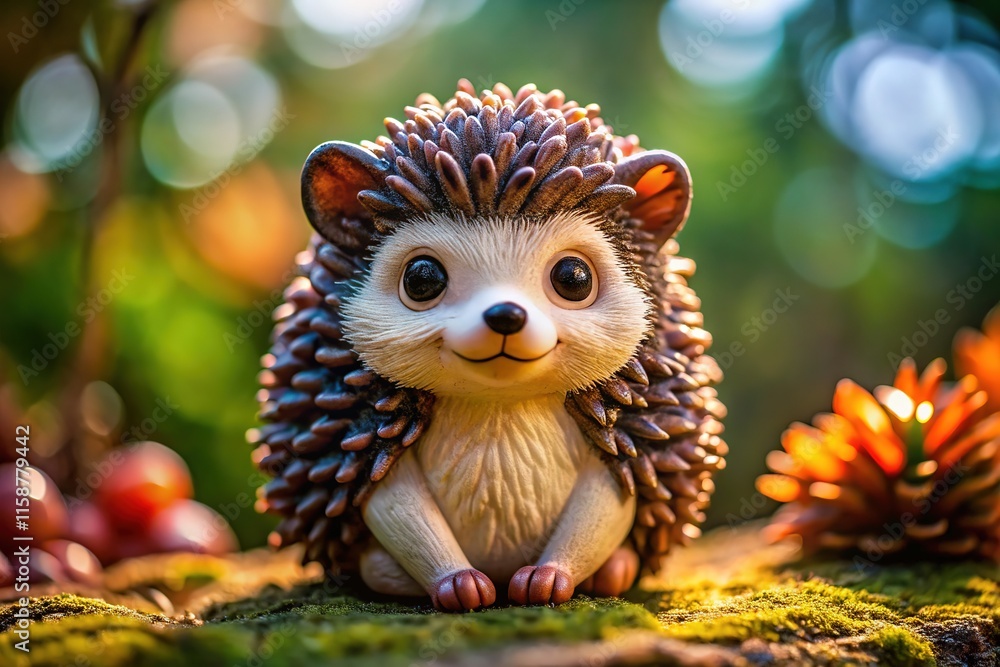 Obraz premium Close-up hedgehog figurine, AI-generated charm.
