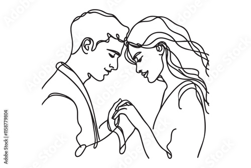 Romantic couple, love. continuous one line drawing. vector illustration