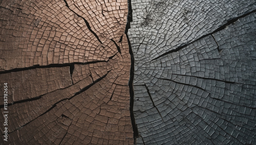 Fototapeta premium Contrasting Cracked Wooden Surface with Natural Textures