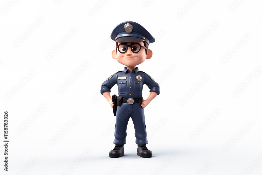 3D illustration of a policeman on an isolated white background. Image created with AI 3D illustration of a policeman on an isolated white background. Image created with AI