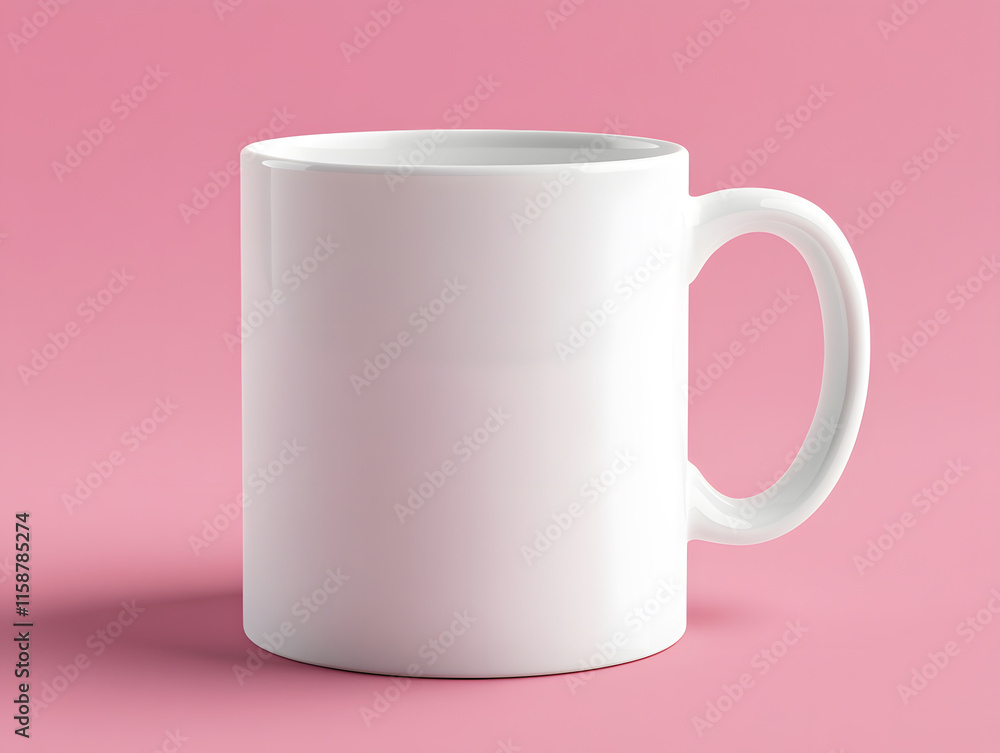 Mockup of a plain white ceramic mug on simple pink background, Mock-up of white coffee cup on a pink background with copy space for text, design or logo Mockup of a plain white ceramic mug on simple pink background, Mock-up of white coffee cup on a pink background with copy space for text, design or logo