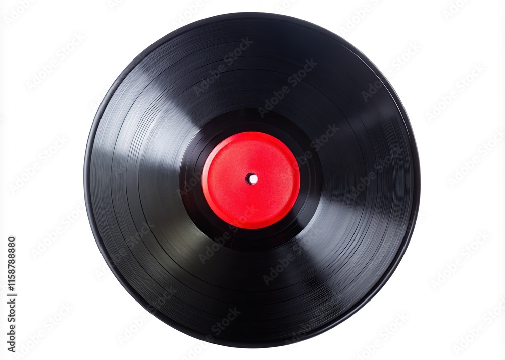 Retro gramophone, 33 RPM black vinyl record; aerial shot. Retro gramophone, 33 RPM black vinyl record; aerial shot.