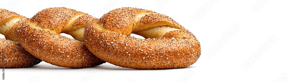 Freshly Baked Soft Pretzels Sprinkled with Sea Salt on a Clean White Background Freshly Baked Soft Pretzels Sprinkled with Sea Salt on a Clean White Background