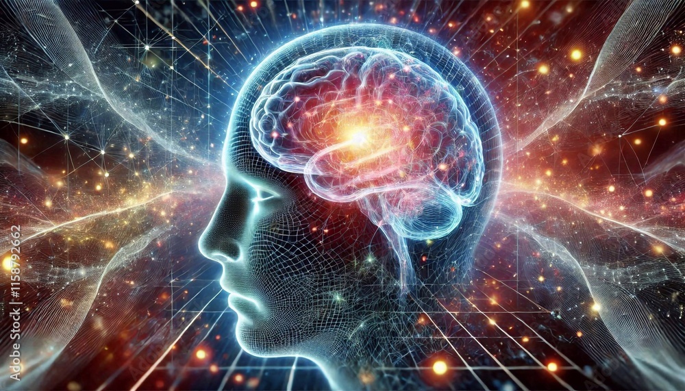 The human brain, an abstract representation of active mind and consciousness The human brain, an abstract representation of active mind and consciousness