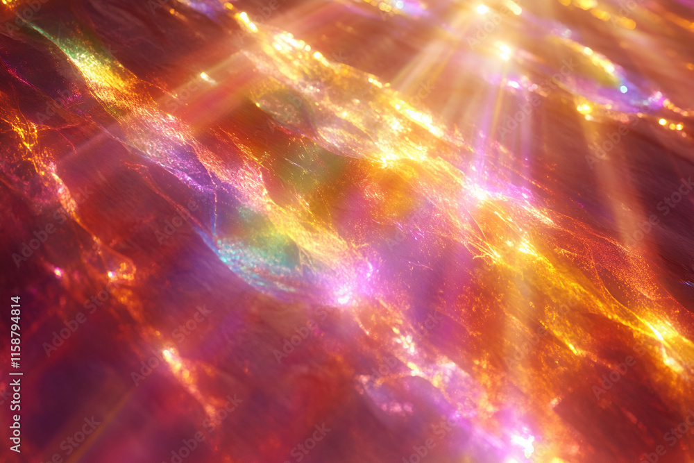 Fototapeta premium Radiant Hues, Abstract Art with Shimmering Textures and Glowing Light Rays