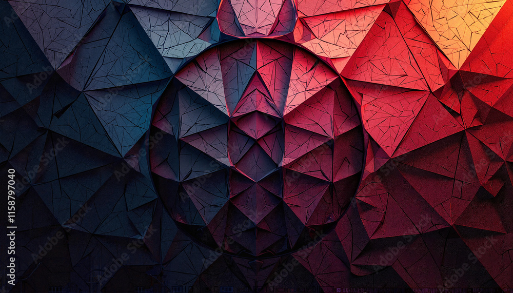 Geometric abstract design featuring triangular shapes with depth and vibrant colors Geometric abstract design featuring triangular shapes with depth and vibrant colors
