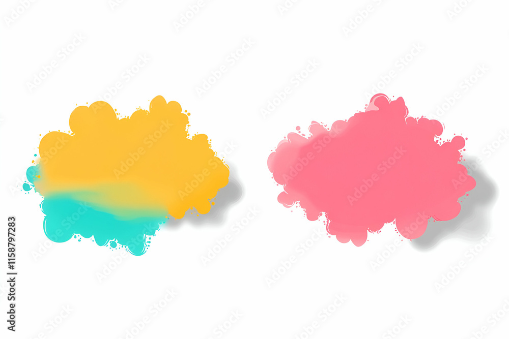 Abstract Colorful Splashes, Two vibrant paint clouds create a dynamic design, perfect for backgrounds or decorative elements.