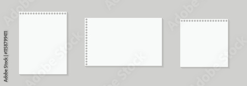 Realistic drawing paper sheet, Blank paper or drawing paper, White plain notebook vector paper.