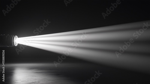 Sci-fi light beam with glowing  on black background, creating a futuristic and dynamic digital design. photo