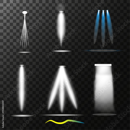 a set of lighting effects, lantern light, ramp light, stage light.ai