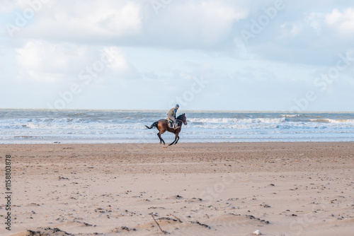 Discovering the beaches of Jullouville, located very close to Granville, a tourist resort renowned for its beautiful fine sandy beaches, which attract tourists from all walks of life. photo