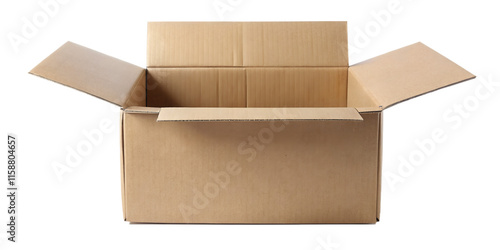 open cardboard carton Paper box isolated on Transparent or white background