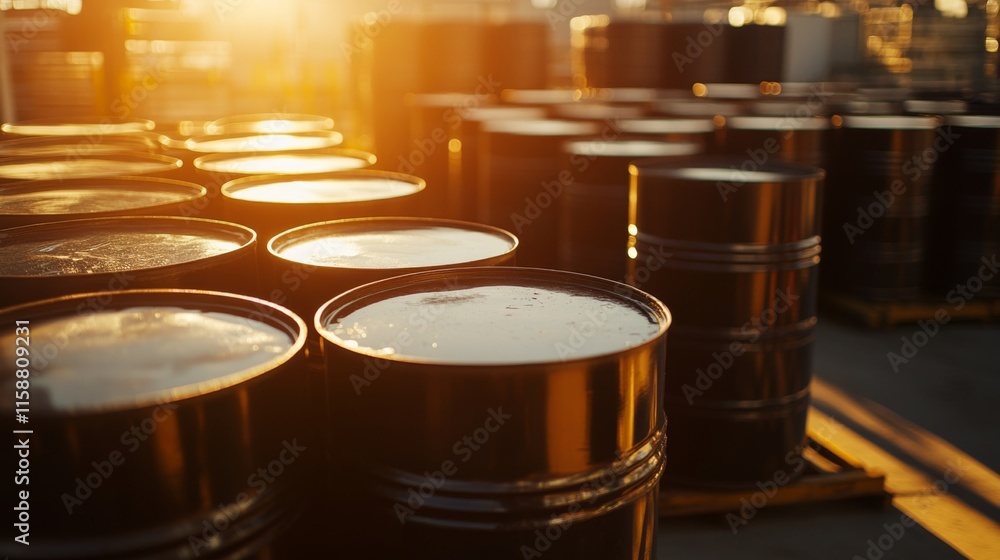 Oil barrels stacked in storage, symbolizing the global reliance on fossil fuels and the need for sustainable energy solutions. Oil barrels stacked in storage, symbolizing the global reliance on fossil fuels and the need for sustainable energy solutions.