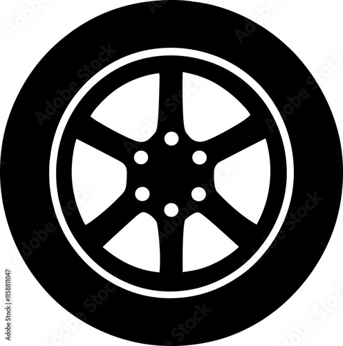 Car wheel silhouette design illustration