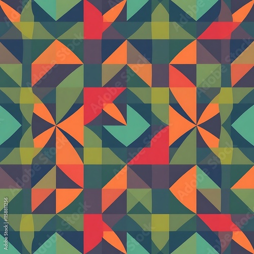 Wallpaper Mural Abstract Geometric Pattern: A captivating seamless pattern featuring a kaleidoscope of vibrant geometric shapes, creating a mesmerizing visual experience. Ideal for contemporary design projects. Torontodigital.ca