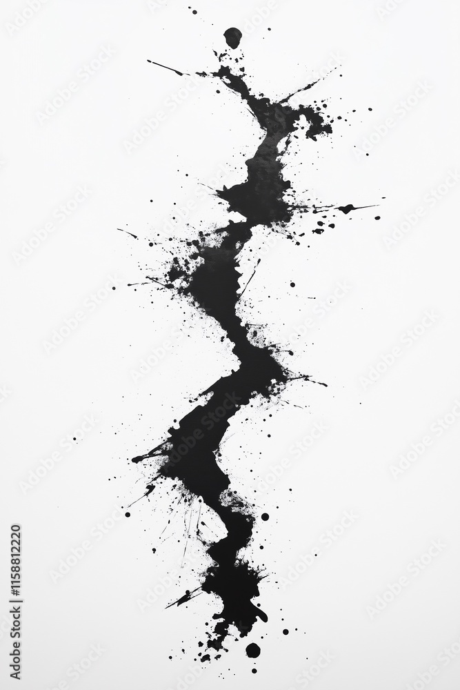 Splattered Black Ink Pathway on White Background for Modern Minimalist Design Concept Splattered Black Ink Pathway on White Background for Modern Minimalist Design Concept