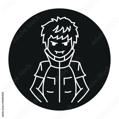 Supernatural genre of manga color line icon. Character in anime style.