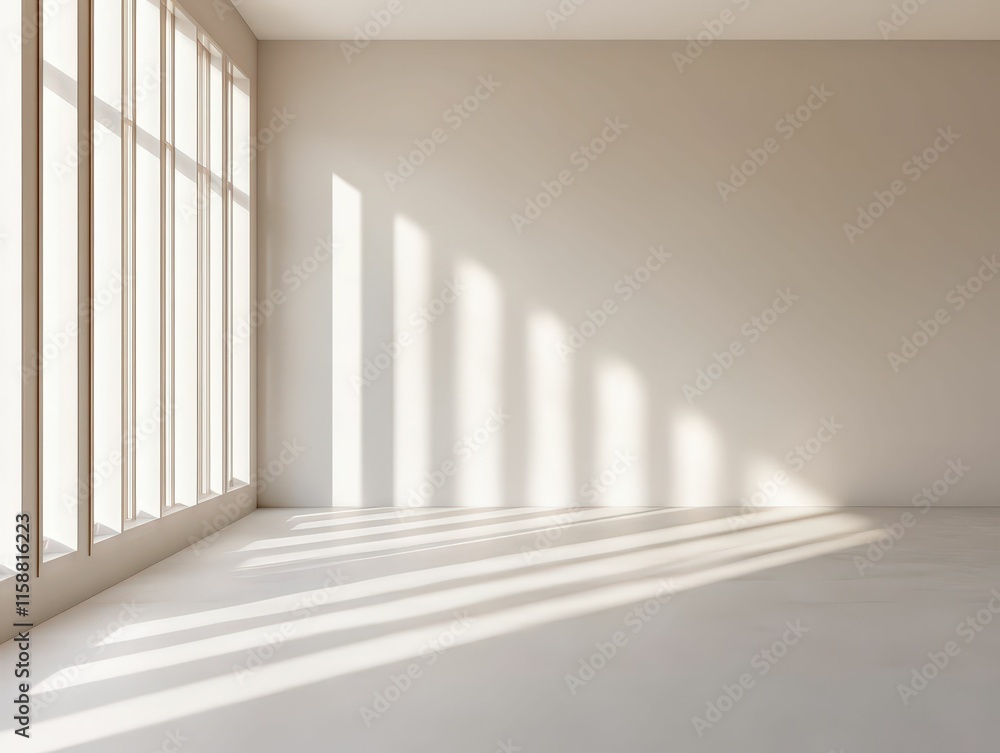 Fototapeta premium 3d geometric design of a bold clean student dormitory space minimalist environment natural light viewpoint