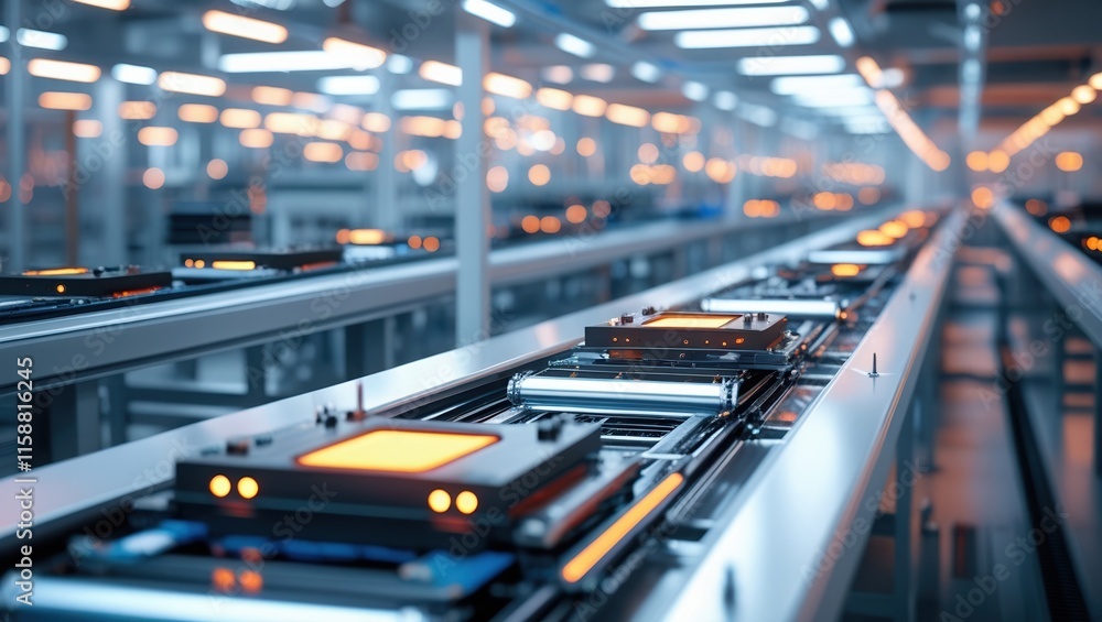 Automated Electronic Manufacturing Facility with Conveyors Automated Electronic Manufacturing Facility with Conveyors