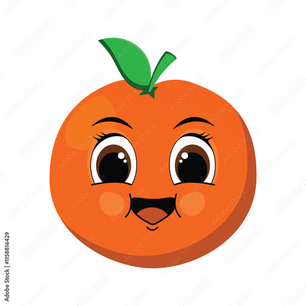 Vector illustration of a cute orange with a funny face on a white background. Vector illustration of a cute orange with a funny face on a white background.