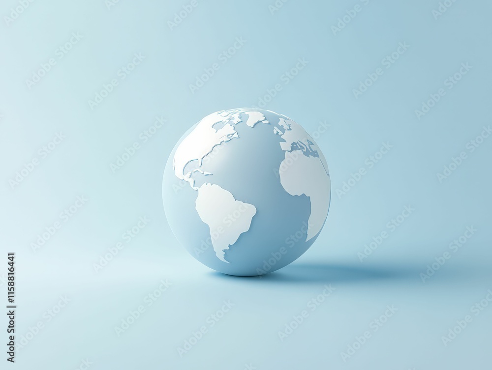 3d globe icon with gentle curves symbolizing global connectivity minimalist design soft blue background artistic perspective 3d globe icon with gentle curves symbolizing global connectivity minimalist design soft blue background artistic perspective