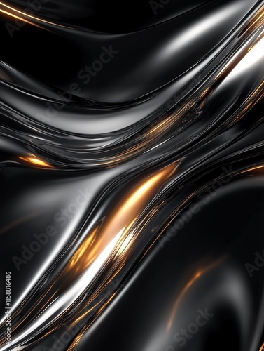 Bright and Shiny Black and Gray Reflections on a Dark Abstract Background photo