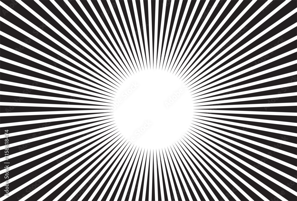 Converging lines, starburst, sunburst background in wide format. Converging lines, starburst, sunburst background in wide format.