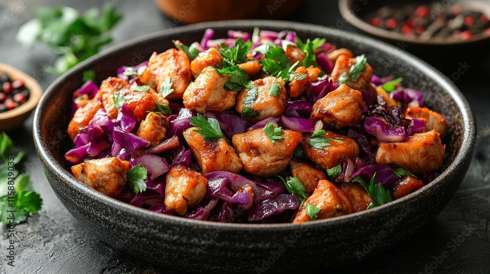 Authentic Hmong cabbage and chicken recipe with fresh ingredients, herbs, and spices, offering a healthy and flavorful dish representing the rich culinary tradition of the Hmong people. Authentic Hmong cabbage and chicken recipe with fresh ingredients, herbs, and spices, offering a healthy and flavorful dish representing the rich culinary tradition of the Hmong people.