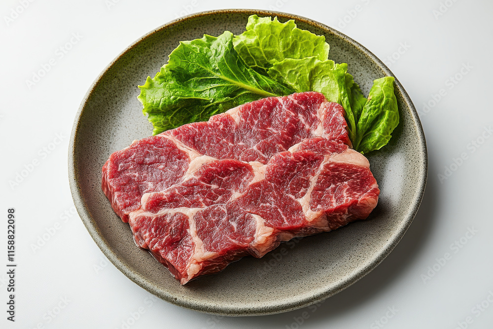 Rack of ribs, ginger, leafy greens on wood table for culinary stock image Rack of ribs, ginger, leafy greens on wood table for culinary stock image